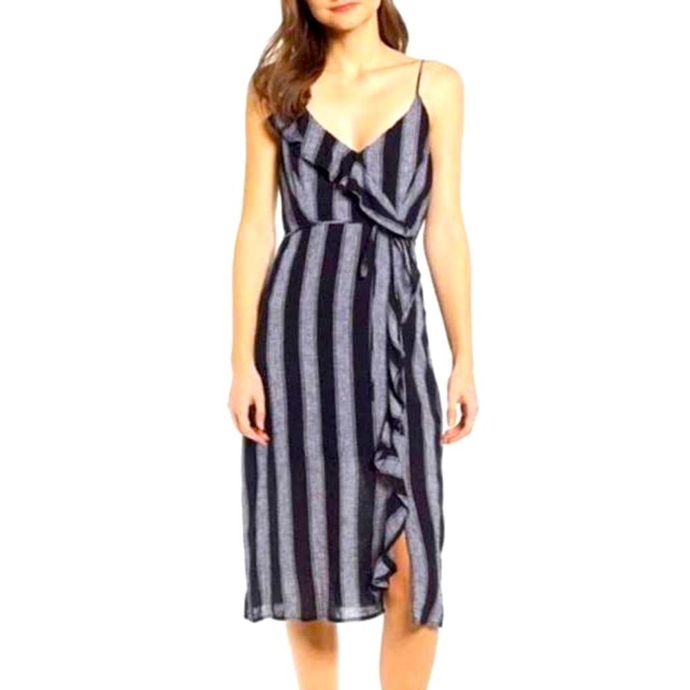 Rails Ariel Thompson Stripe Faux Wrap linen Dress
